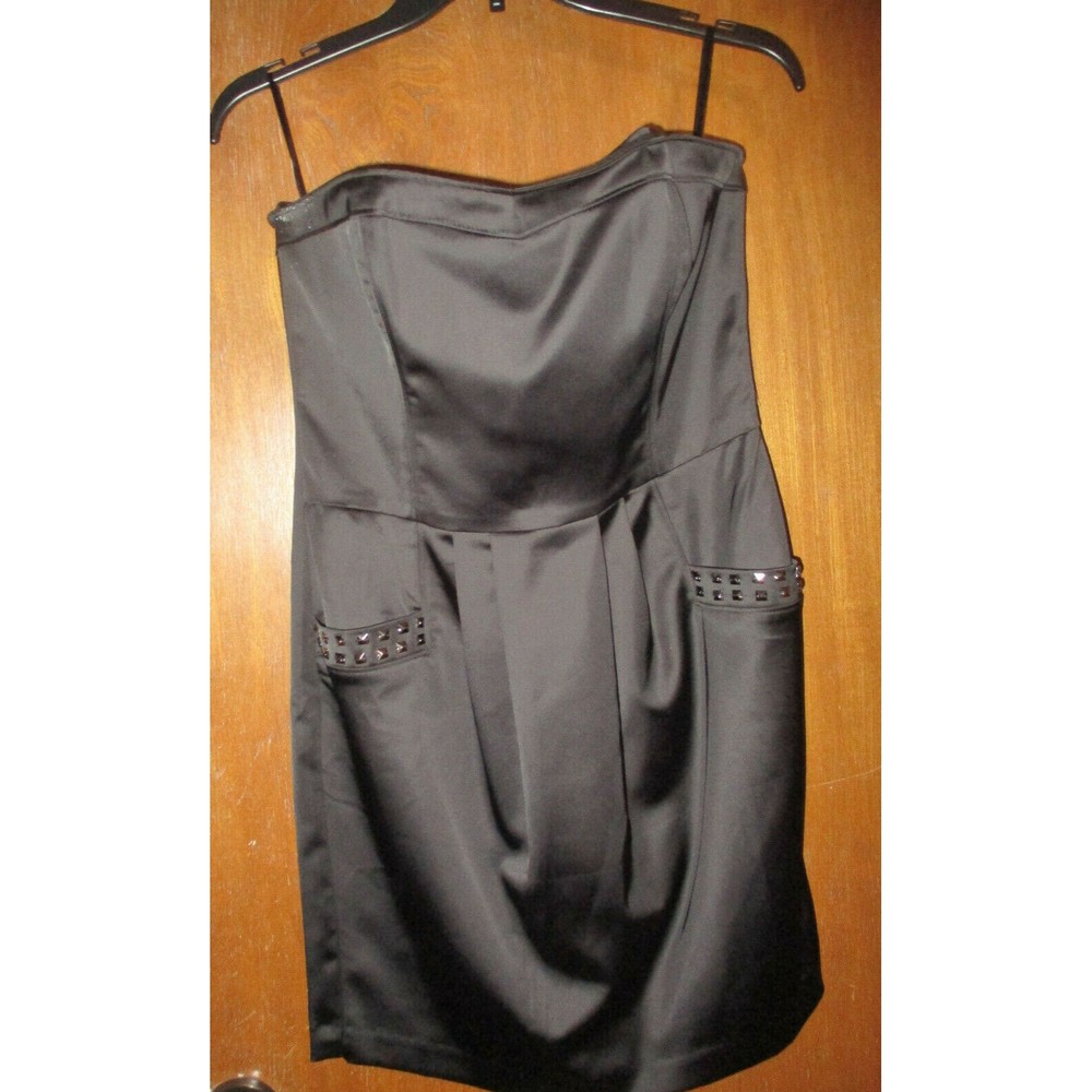 Sans Souci Short Little Black Evening Cocktail Dress Size Medium Faux Leather